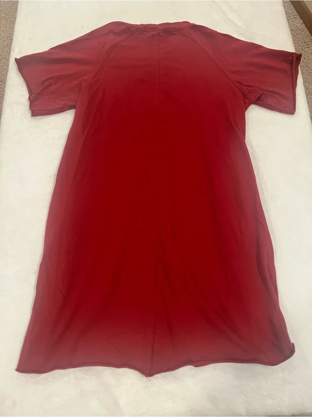 Umgee Burgundy Lace Up Front Short Sleeve Dress with Pockets - Size Small - Picture 4 of 7